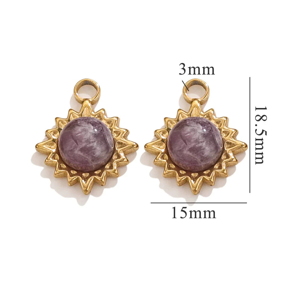 Stainless Steel Natural Stone Turquoise Pendant Necklace Earrings Diy Accessories With Electroplating And Geometric Ushape Design - Image 12