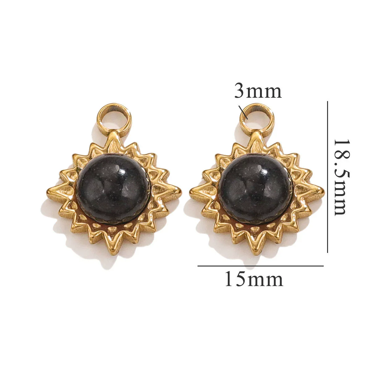 Stainless Steel Natural Stone Turquoise Pendant Necklace Earrings Diy Accessories With Electroplating And Geometric Ushape Design - Image 7
