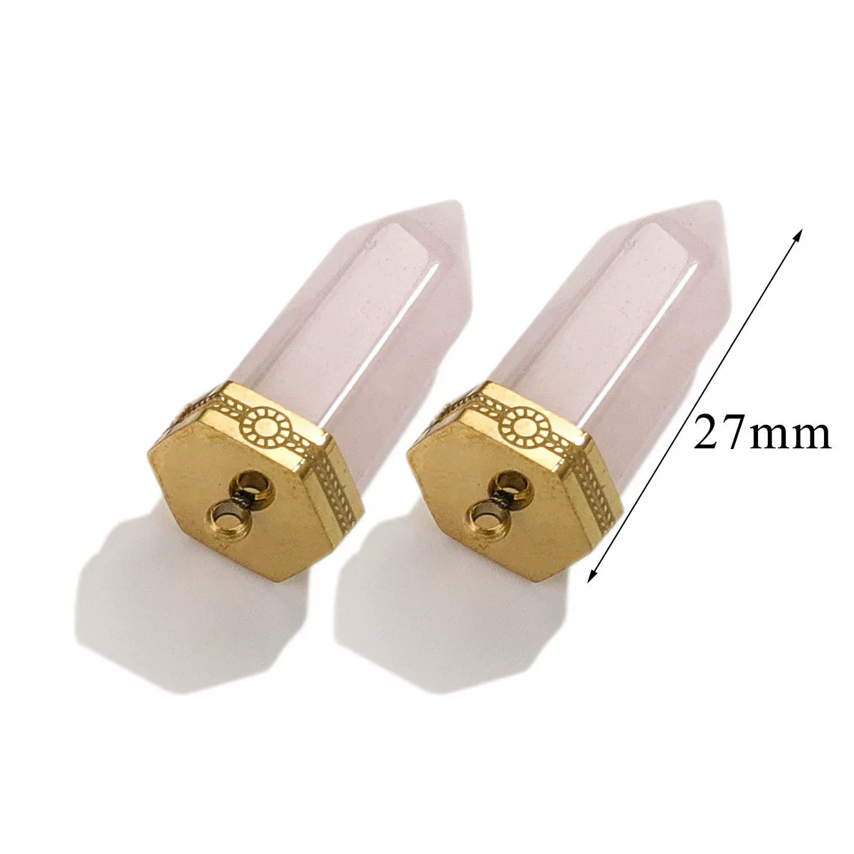 Stainless Steel Natural Stone Water Drop Jewelry Accessories Earrings Necklace With Bullet Shape Electroplated 18K - Image 6