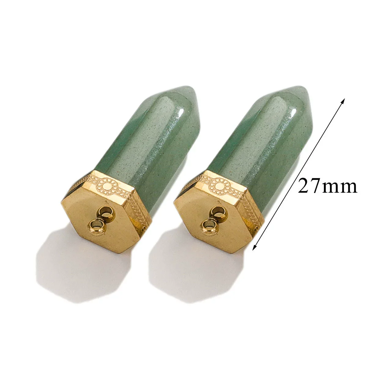 Stainless Steel Natural Stone Water Drop Jewelry Accessories Earrings Necklace With Bullet Shape Electroplated 18K - Image 8