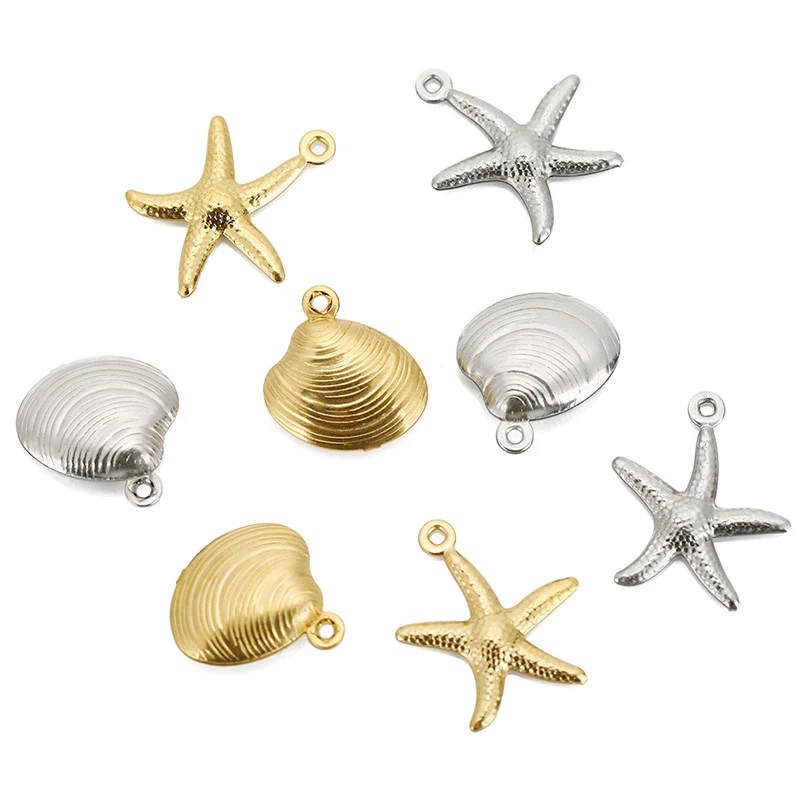 Stainless Steel Natural Style Starfish And Scallop Pendant Jewelry Accessories - Image 2