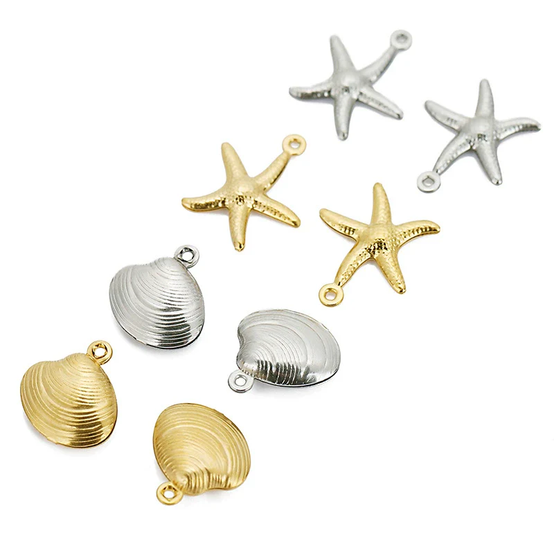 Stainless Steel Natural Style Starfish And Scallop Pendant Jewelry Accessories - Image 3