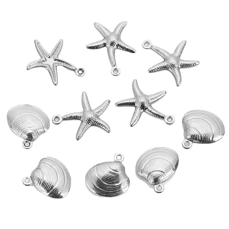 Stainless Steel Natural Style Starfish And Scallop Pendant Jewelry Accessories - Image 4
