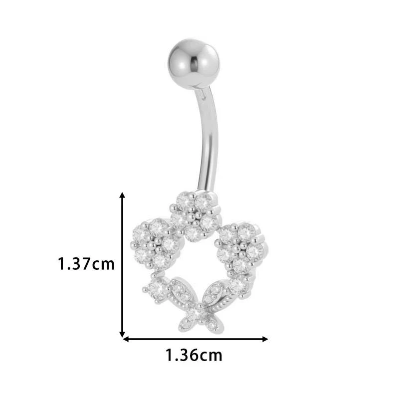 Stainless Steel Navel Button Jewelry Inlaid With Zircon Lace Cross For Women Electroplated - Image 10