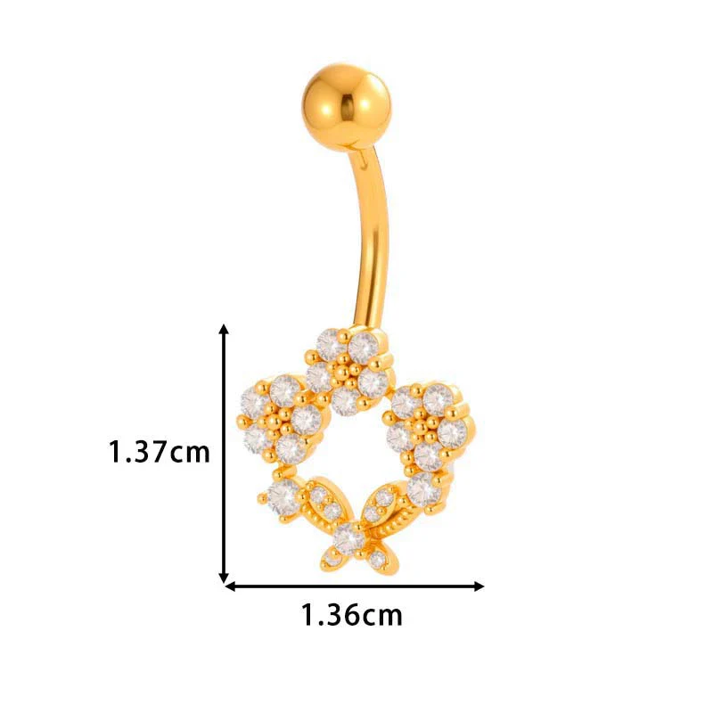 Stainless Steel Navel Button Jewelry Inlaid With Zircon Lace Cross For Women Electroplated - Image 11