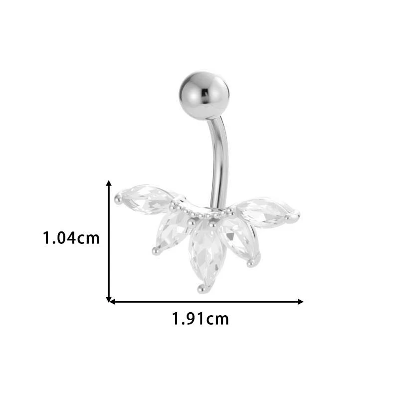 Stainless Steel Navel Button Jewelry Inlaid With Zircon Lace Cross For Women Electroplated - Image 12