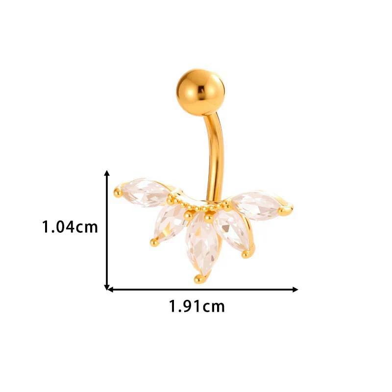 Stainless Steel Navel Button Jewelry Inlaid With Zircon Lace Cross For Women Electroplated - Image 13