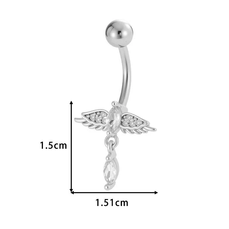 Stainless Steel Navel Button Jewelry Inlaid With Zircon Lace Cross For Women Electroplated - Image 14