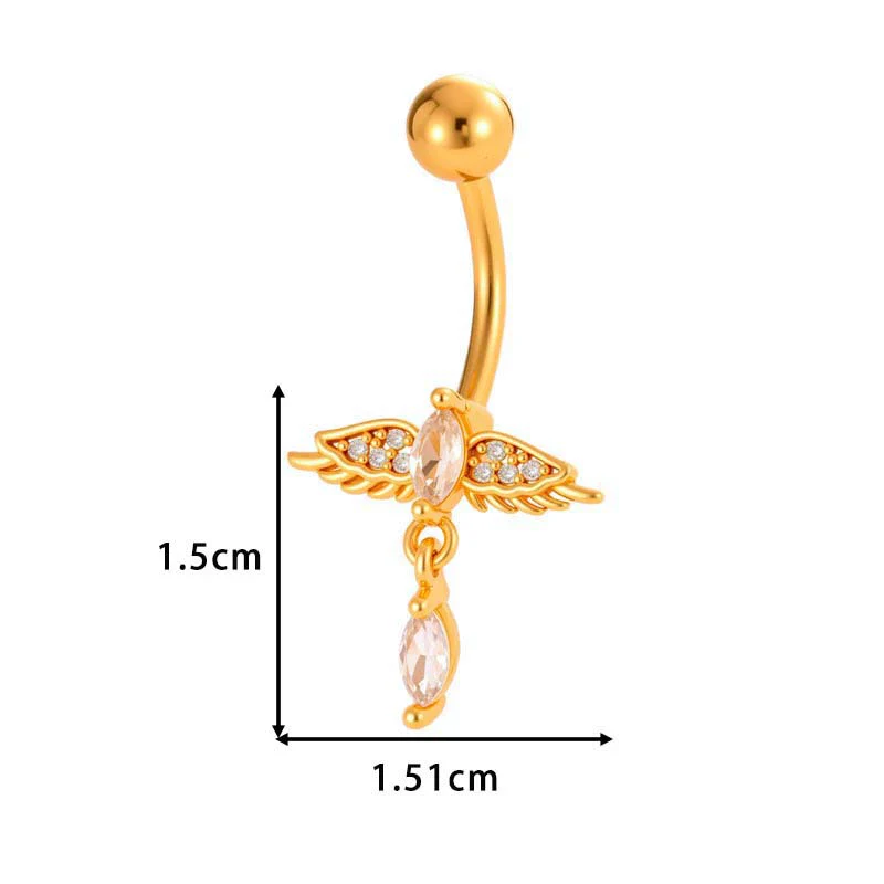 Stainless Steel Navel Button Jewelry Inlaid With Zircon Lace Cross For Women Electroplated - Image 15
