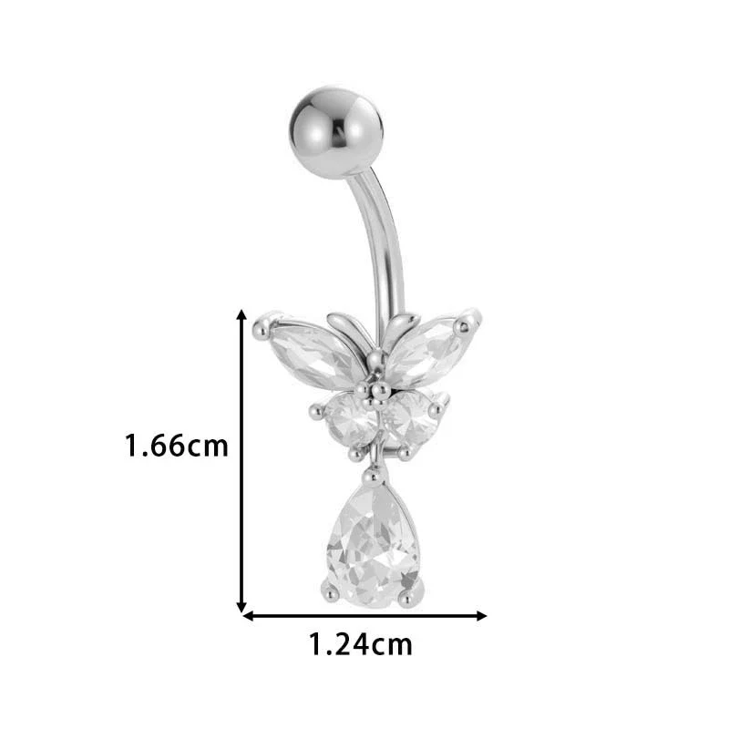 Stainless Steel Navel Button Jewelry Inlaid With Zircon Lace Cross For Women Electroplated - Image 16