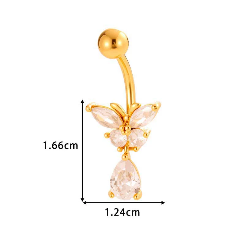 Stainless Steel Navel Button Jewelry Inlaid With Zircon Lace Cross For Women Electroplated - Image 17