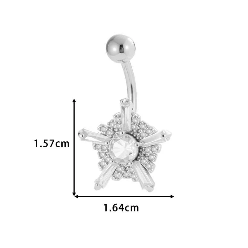Stainless Steel Navel Button Jewelry Inlaid With Zircon Lace Cross For Women Electroplated - Image 20