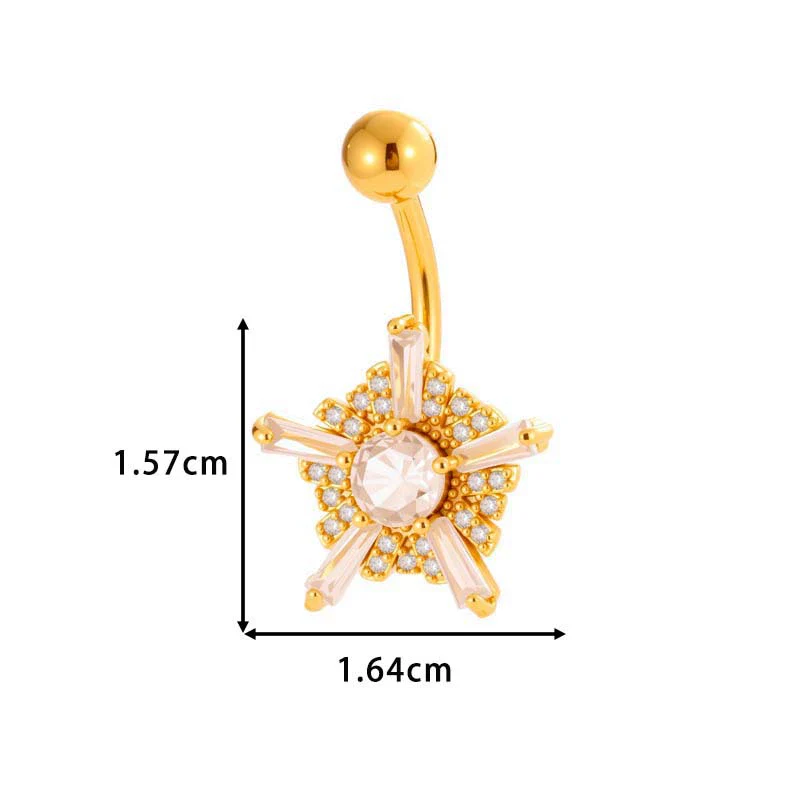 Stainless Steel Navel Button Jewelry Inlaid With Zircon Lace Cross For Women Electroplated - Image 21