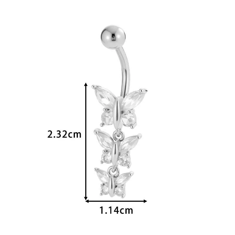 Stainless Steel Navel Button Jewelry Inlaid With Zircon Lace Cross For Women Electroplated - Image 22