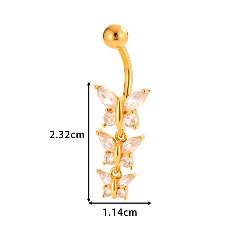 Stainless Steel Navel Button Jewelry Inlaid With Zircon Lace Cross For Women Electroplated - Image 23