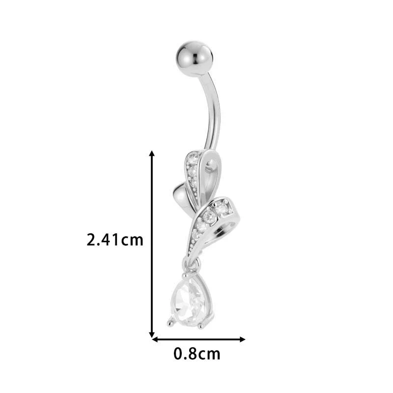 Stainless Steel Navel Button Jewelry Inlaid With Zircon Lace Cross For Women Electroplated - Image 24
