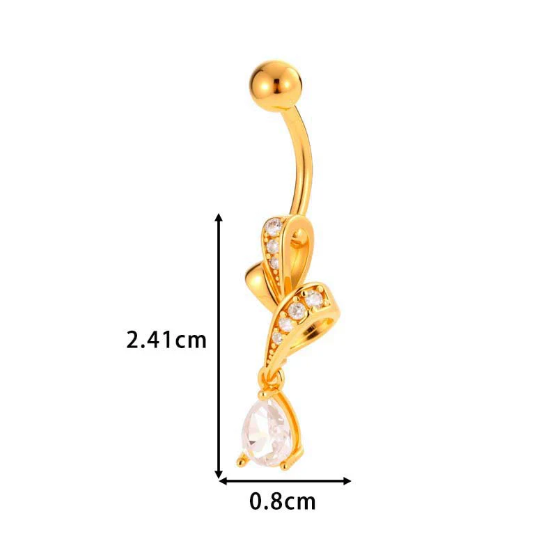 Stainless Steel Navel Button Jewelry Inlaid With Zircon Lace Cross For Women Electroplated - Image 25