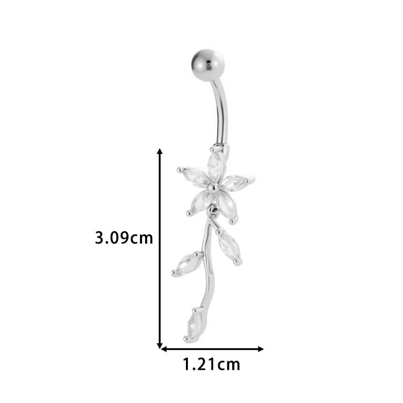 Stainless Steel Navel Button Jewelry Inlaid With Zircon Lace Cross For Women Electroplated - Image 26