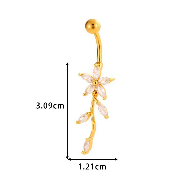 Stainless Steel Navel Button Jewelry Inlaid With Zircon Lace Cross For Women Electroplated - Image 27