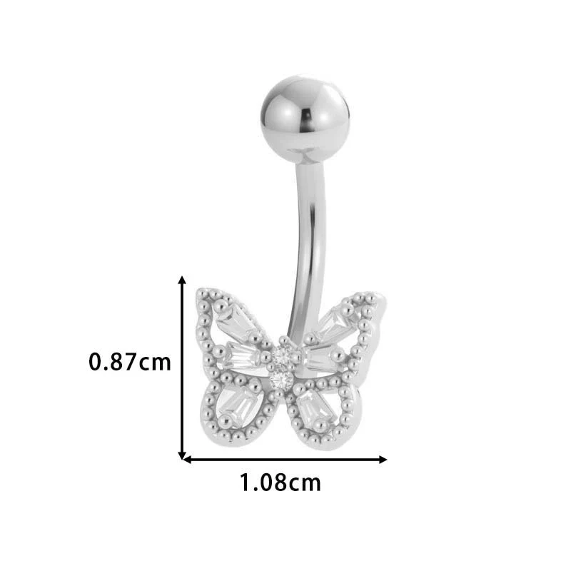 Stainless Steel Navel Button Jewelry Inlaid With Zircon Lace Cross For Women Electroplated - Image 6