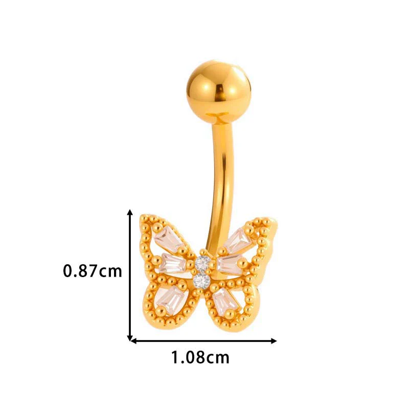 Stainless Steel Navel Button Jewelry Inlaid With Zircon Lace Cross For Women Electroplated - Image 7
