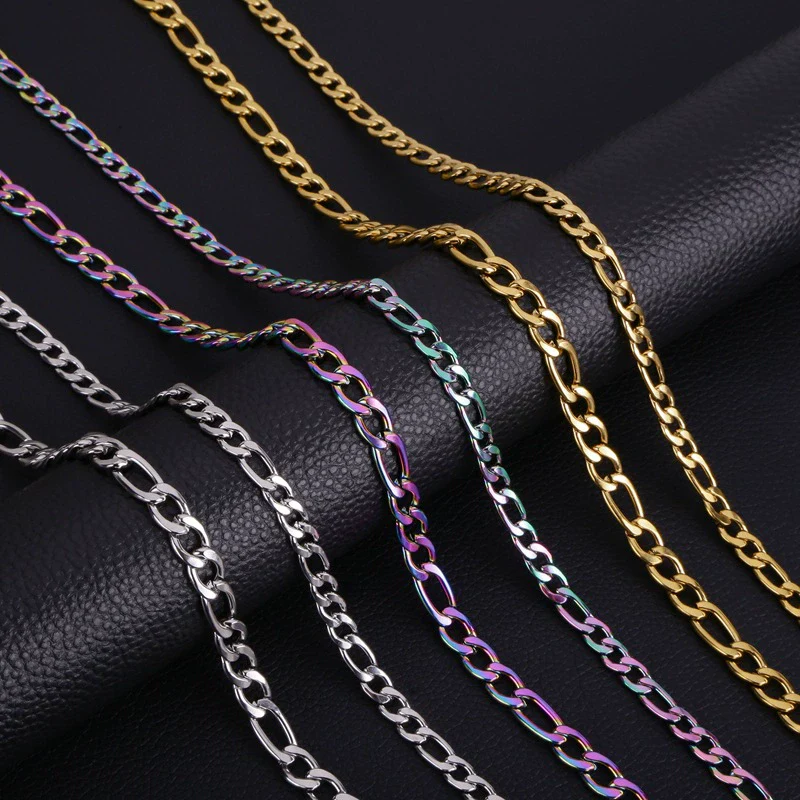 Stainless Steel Nk Chain Cuban Necklace With Geometric Style And Vacuum Colorpreserving Electroplating