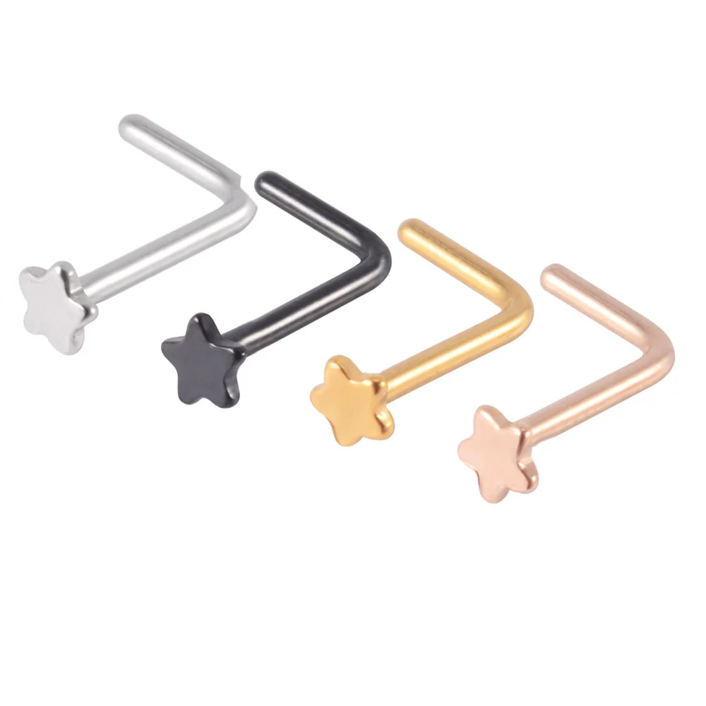 Stainless Steel Nose Ring With Sshaped Lshaped Heart Moon Hollow And Other Shapes Rose Gold Electroplated - Image 10