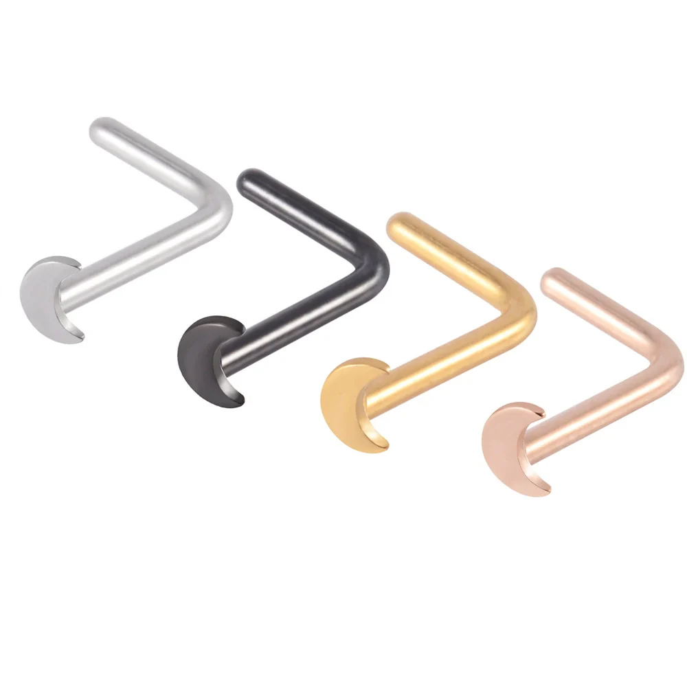 Stainless Steel Nose Ring With Sshaped Lshaped Heart Moon Hollow And Other Shapes Rose Gold Electroplated - Image 14