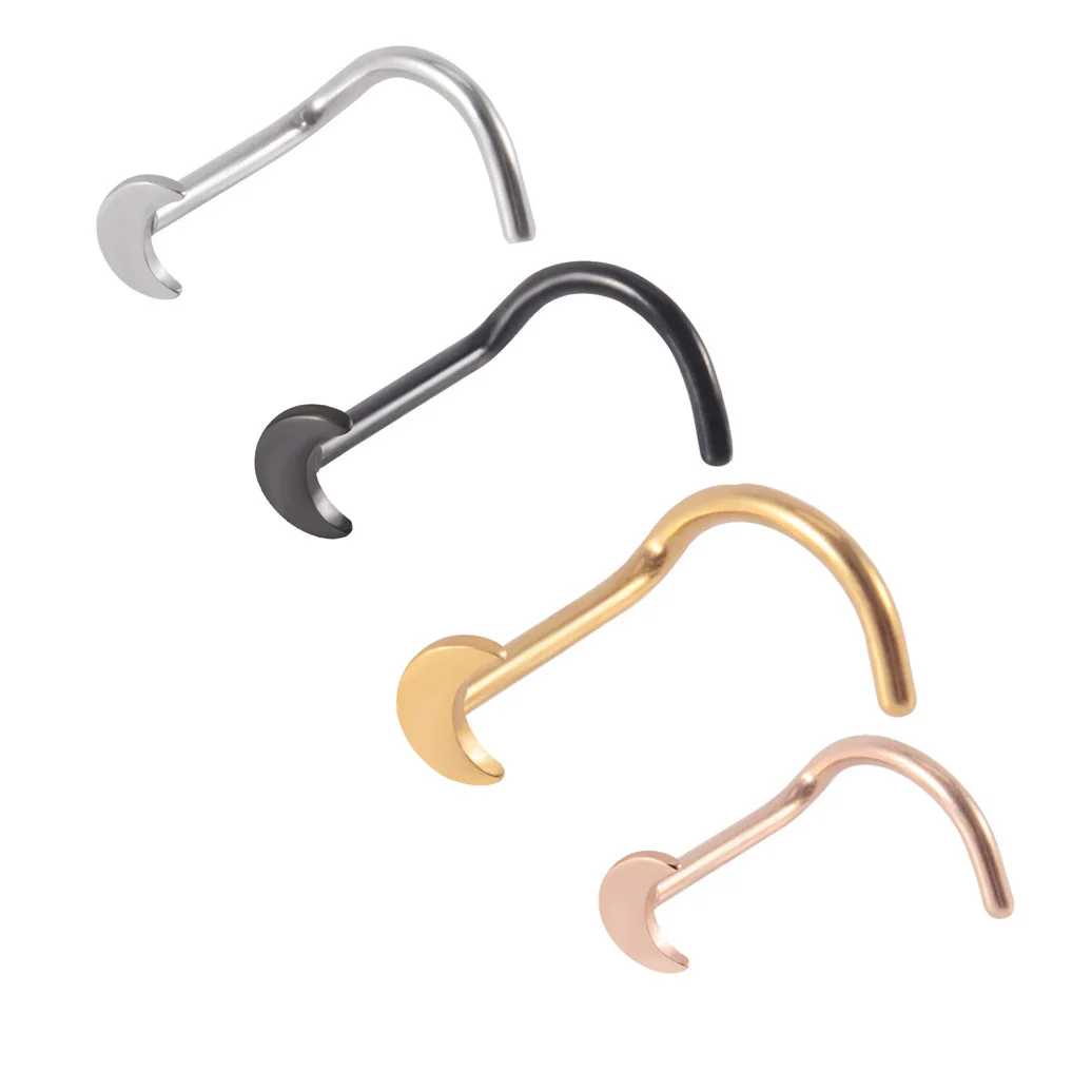 Stainless Steel Nose Ring With Sshaped Lshaped Heart Moon Hollow And Other Shapes Rose Gold Electroplated - Image 15