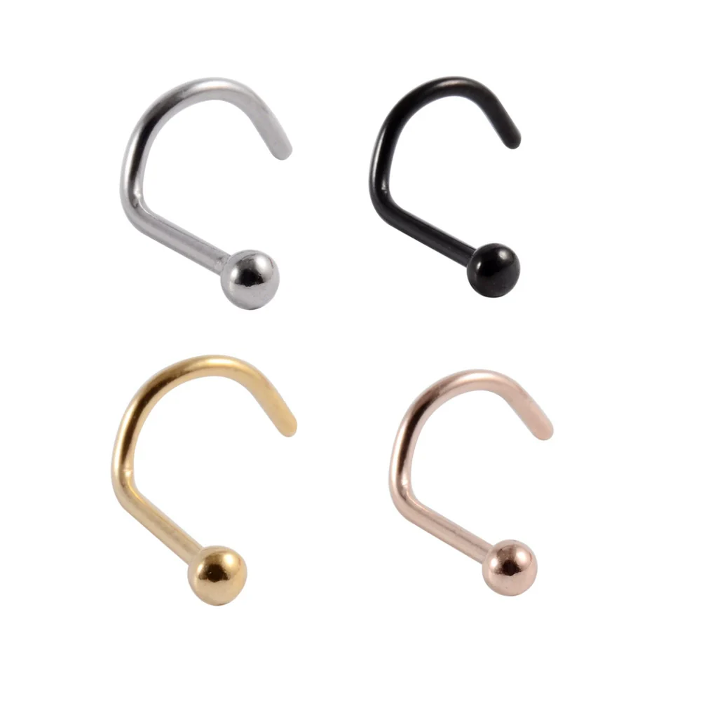 Stainless Steel Nose Ring With Sshaped Lshaped Heart Moon Hollow And Other Shapes Rose Gold Electroplated - Image 8