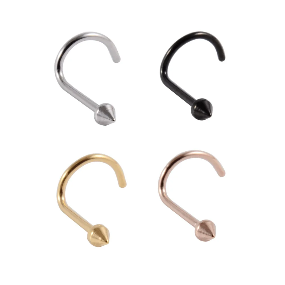 Stainless Steel Nose Ring With Sshaped Lshaped Heart Moon Hollow And Other Shapes Rose Gold Electroplated - Image 9
