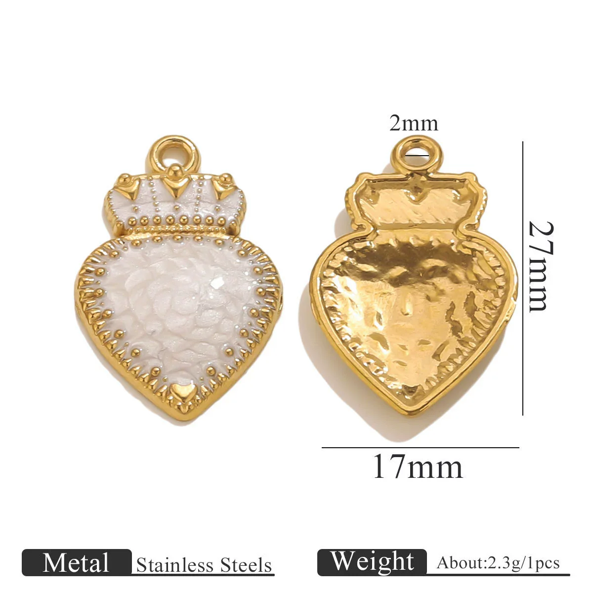 Stainless Steel Oil Dripping Heart Crown Pendant Jewelry Accessories For Necklace And Bracelet - Image 6