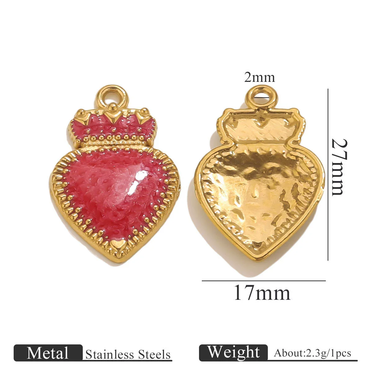 Stainless Steel Oil Dripping Heart Crown Pendant Jewelry Accessories For Necklace And Bracelet - Image 7