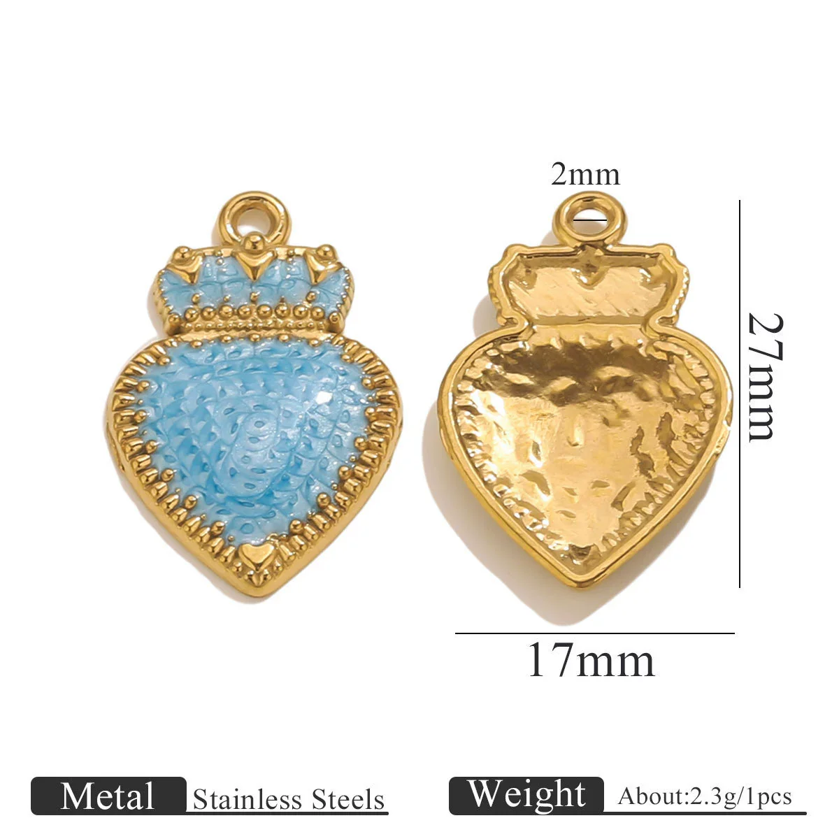 Stainless Steel Oil Dripping Heart Crown Pendant Jewelry Accessories For Necklace And Bracelet - Image 8