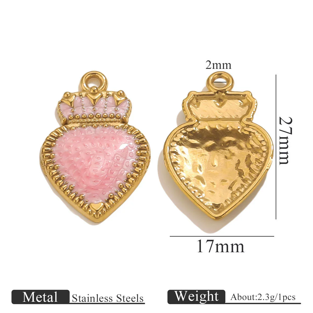Stainless Steel Oil Dripping Heart Crown Pendant Jewelry Accessories For Necklace And Bracelet - Image 9