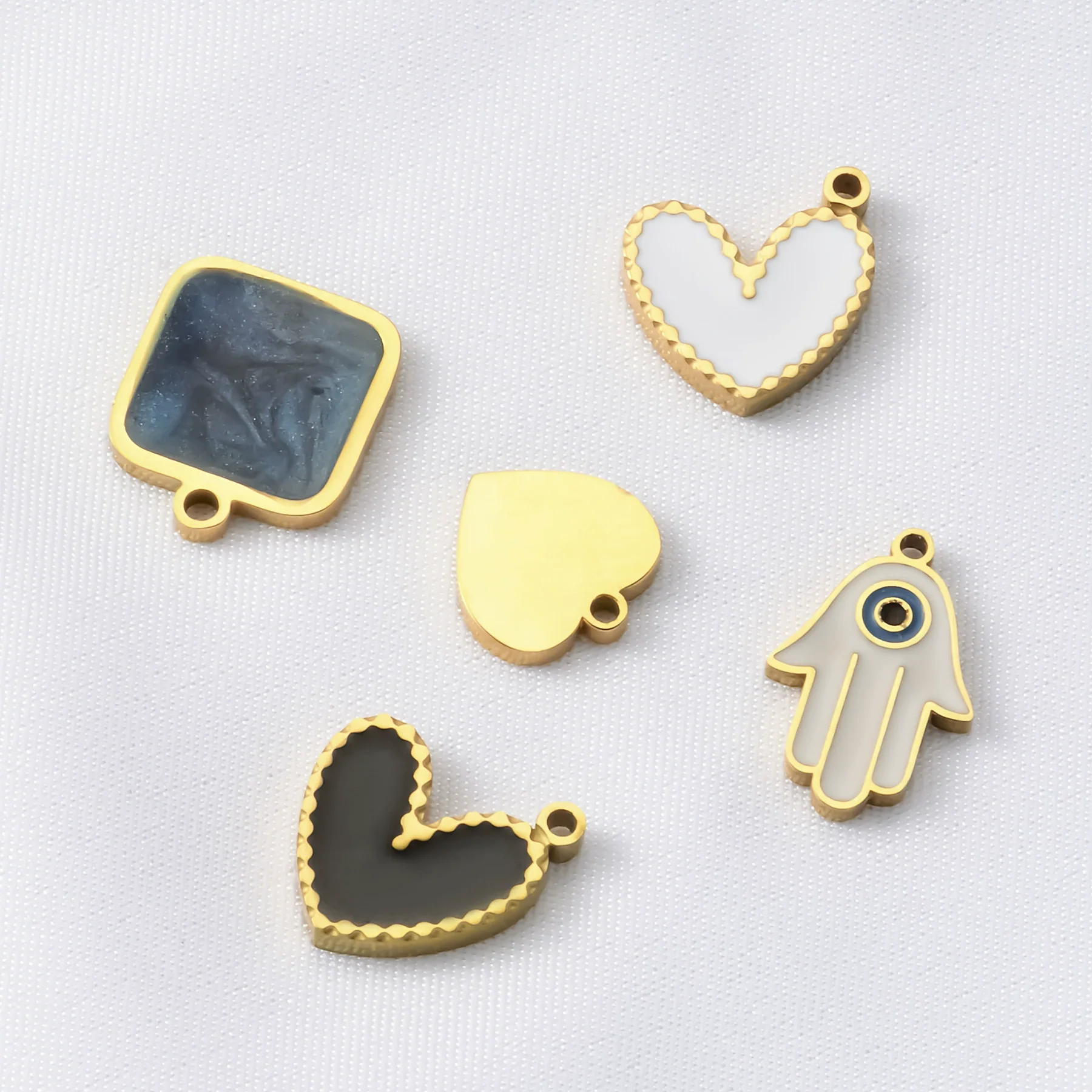 Stainless Steel Oil Dripping Heart Square Pendant Bracelet Earrings Accessories - Image 4