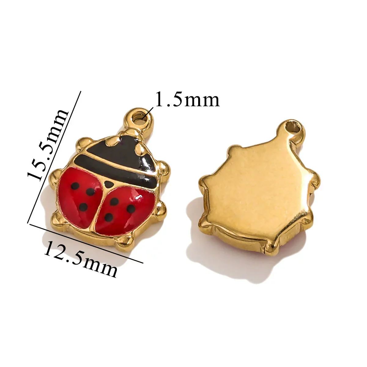 Stainless Steel Oil Dripping Ladybug Style Handmade Jewelry Pendant - Image 3