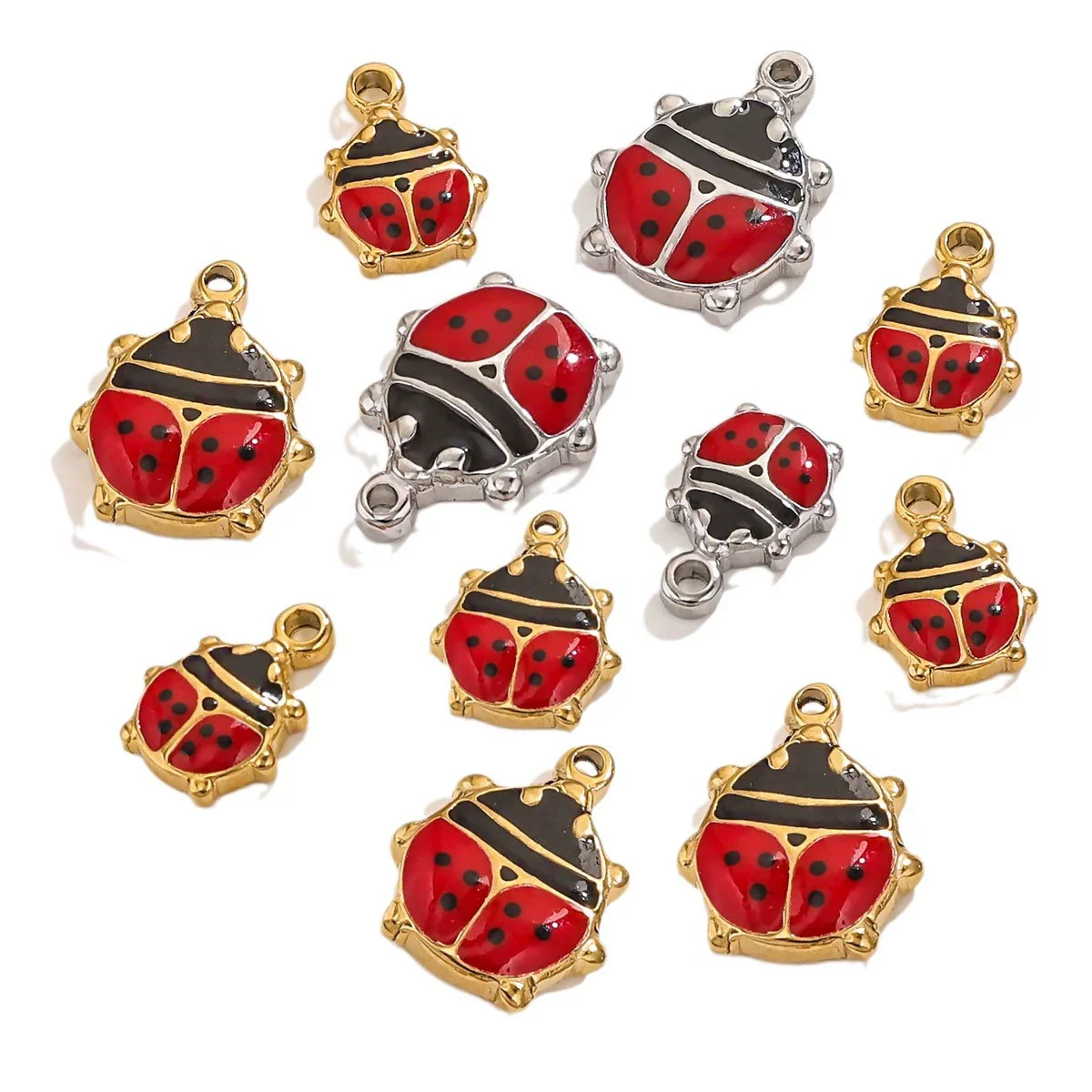 Stainless Steel Oil Dripping Ladybug Style Handmade Jewelry Pendant - Image 5