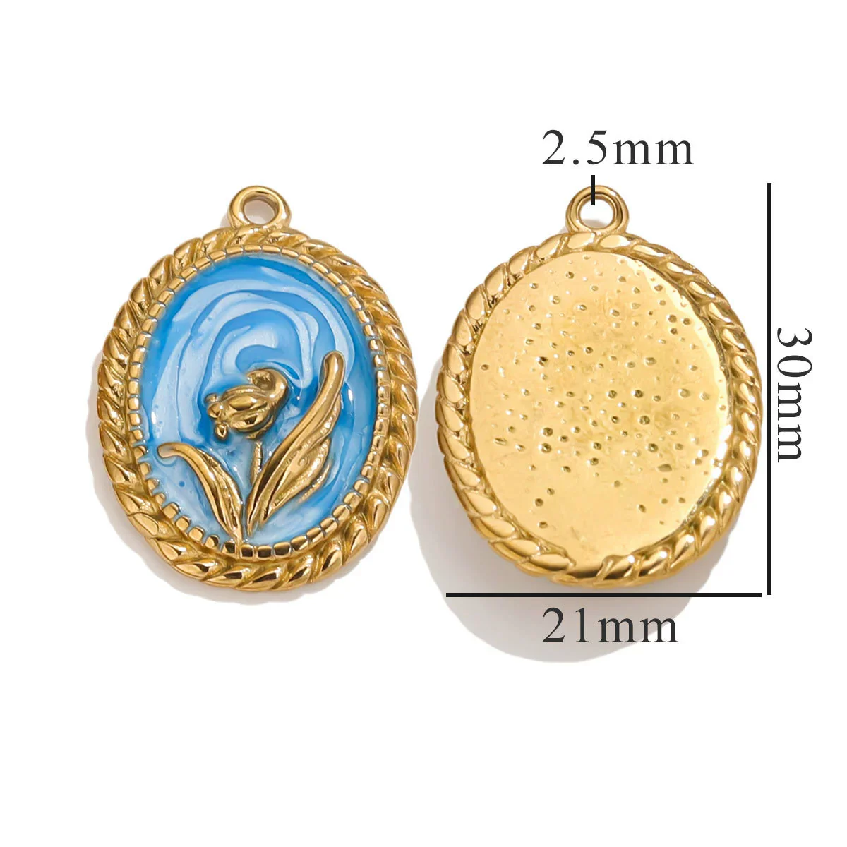 Stainless Steel Oil Drop And Flower Pearls Pendant Necklace Bracelet Accessories - Image 10