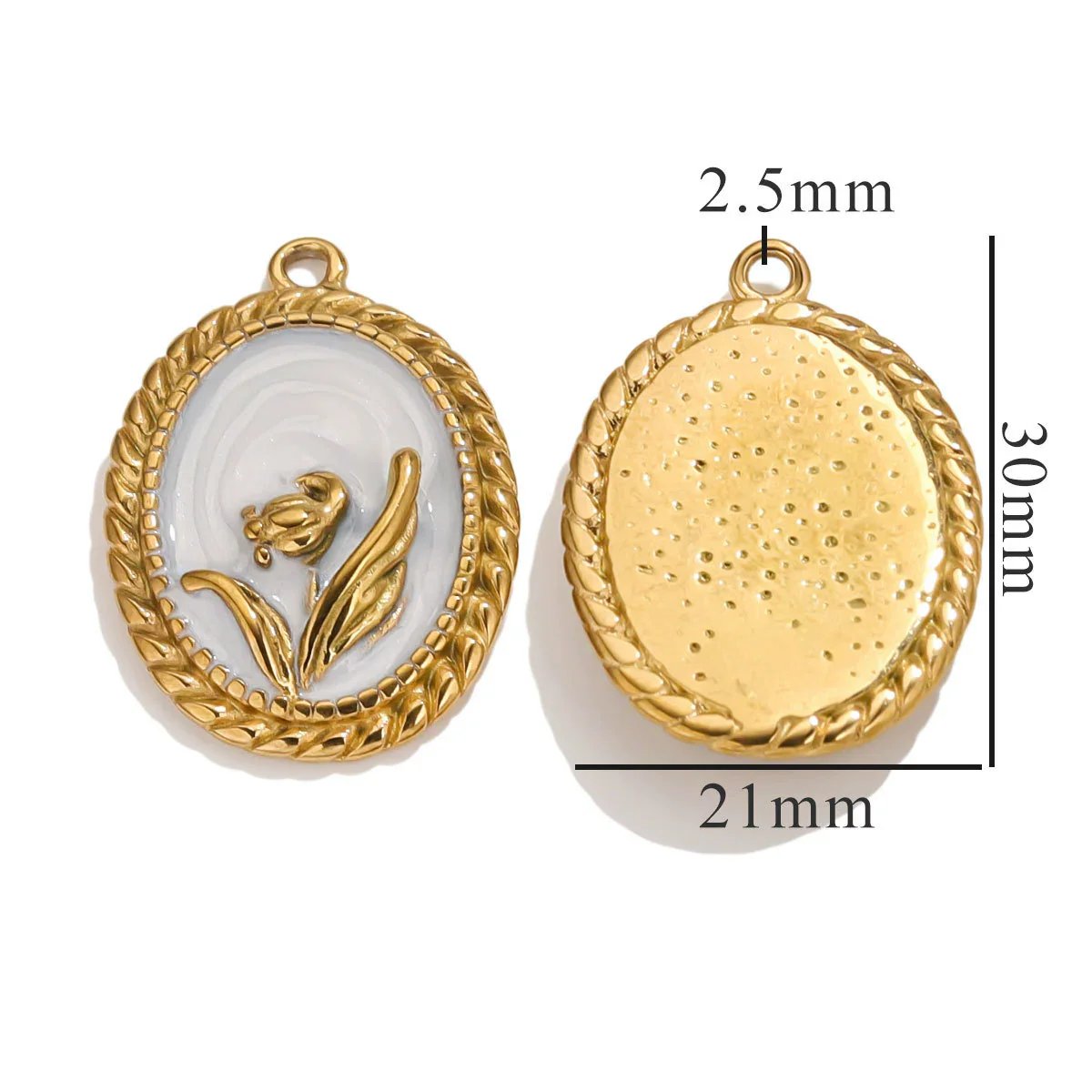 Stainless Steel Oil Drop And Flower Pearls Pendant Necklace Bracelet Accessories - Image 13