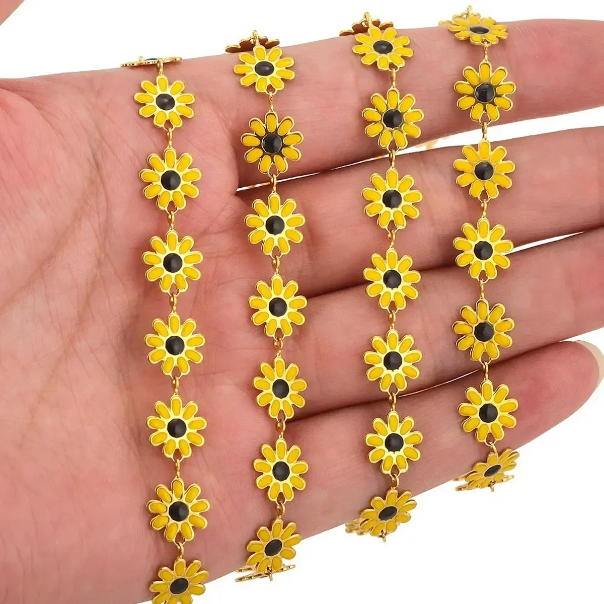 Stainless Steel Oil Drop Color Daisy Totem Handmade Jewelry Necklace Earrings - Image 7