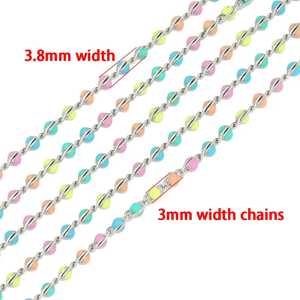 Stainless Steel Oil Drop Color Enamel Chain For Diy Bracelet Necklace Accessories - Image 3