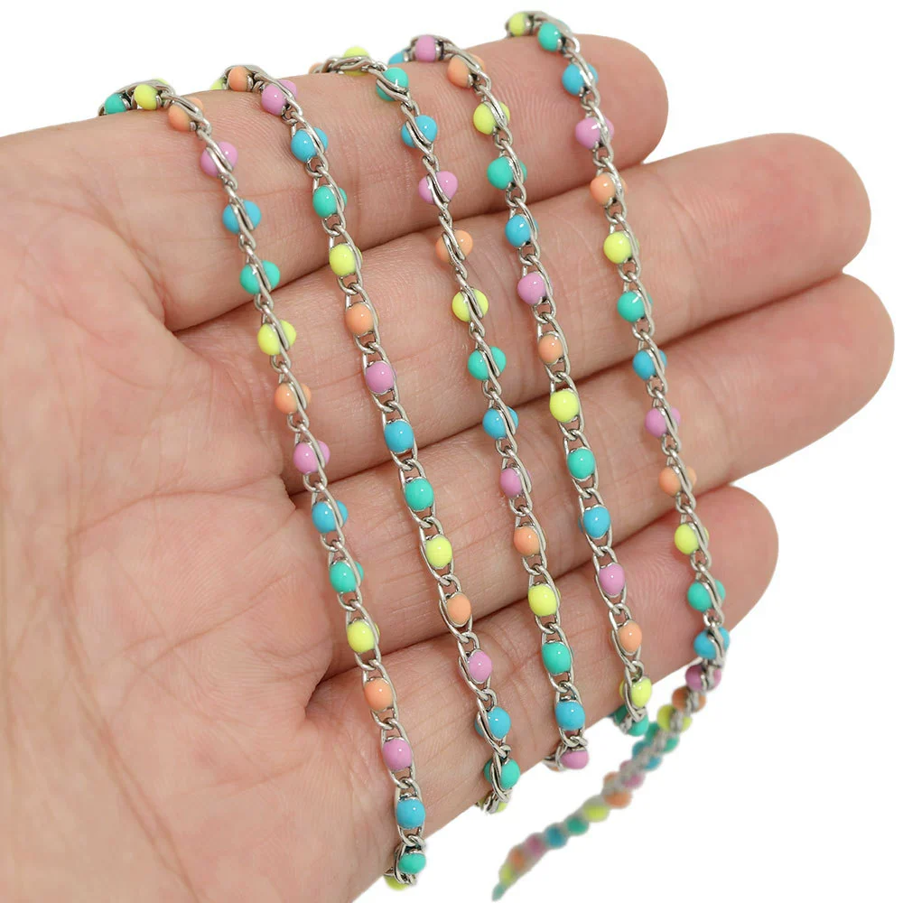 Stainless Steel Oil Drop Color Enamel Chain For Diy Bracelet Necklace Accessories - Image 4
