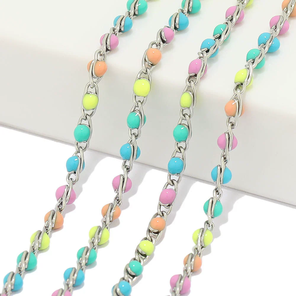 Stainless Steel Oil Drop Color Enamel Chain For Diy Bracelet Necklace Accessories - Image 6