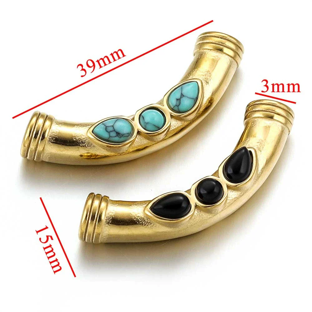 Stainless Steel Oil Dropping Tubular Bead Pendant Bohemian Style Diy Necklace Bracelet Pendant 18K Gold Vacuum Plated - Image 11