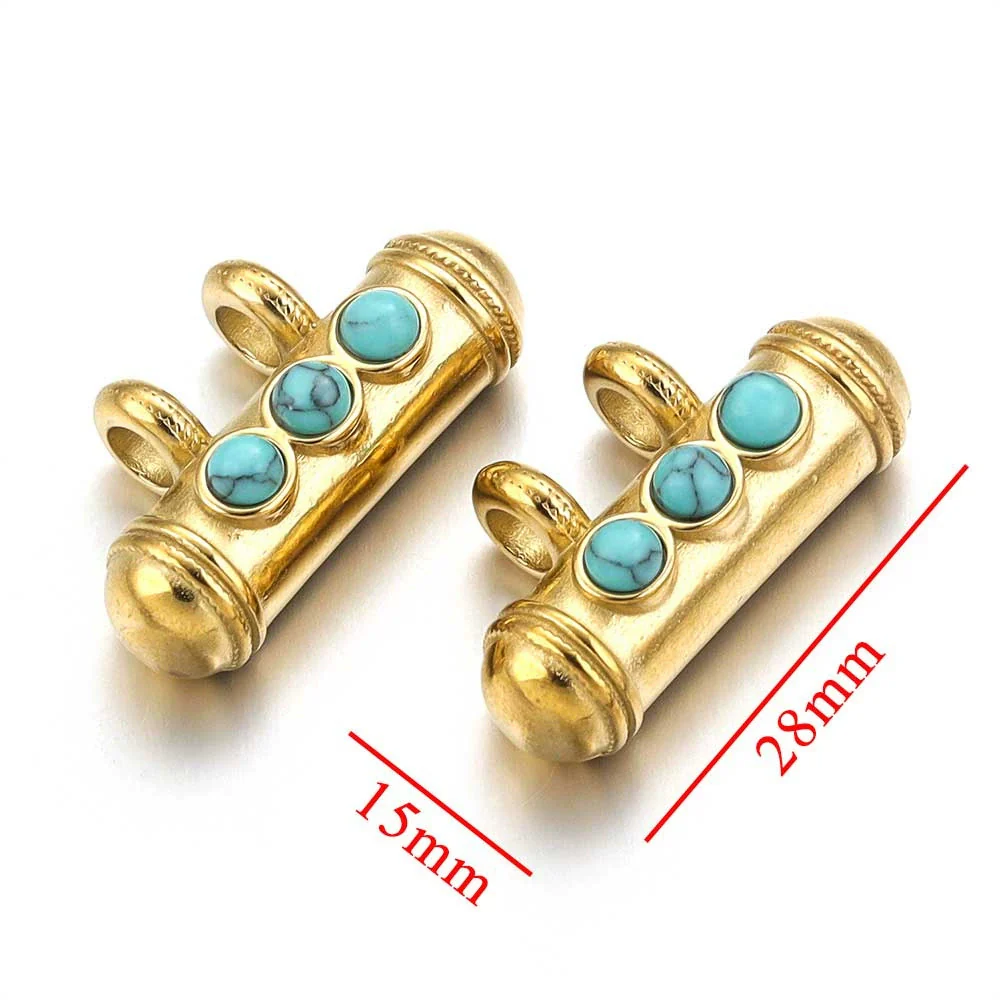 Stainless Steel Oil Dropping Tubular Bead Pendant Bohemian Style Diy Necklace Bracelet Pendant 18K Gold Vacuum Plated - Image 12