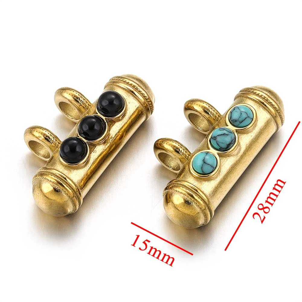 Stainless Steel Oil Dropping Tubular Bead Pendant Bohemian Style Diy Necklace Bracelet Pendant 18K Gold Vacuum Plated - Image 14