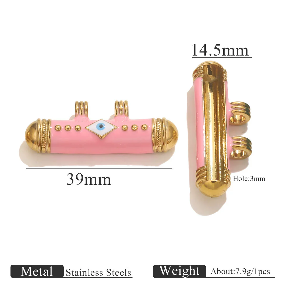 Stainless Steel Oil Dropping Tubular Bead Pendant Bohemian Style Diy Necklace Bracelet Pendant 18K Gold Vacuum Plated - Image 19