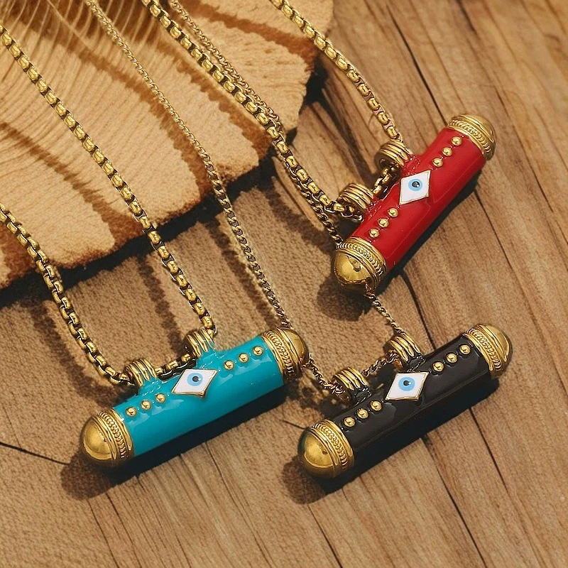 Stainless Steel Oil Dropping Tubular Bead Pendant Bohemian Style Diy Necklace Bracelet Pendant 18K Gold Vacuum Plated - Image 4
