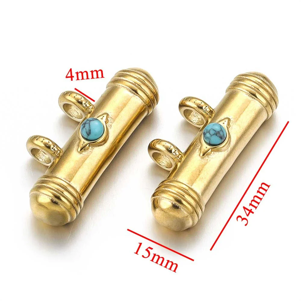 Stainless Steel Oil Dropping Tubular Bead Pendant Bohemian Style Diy Necklace Bracelet Pendant 18K Gold Vacuum Plated - Image 6